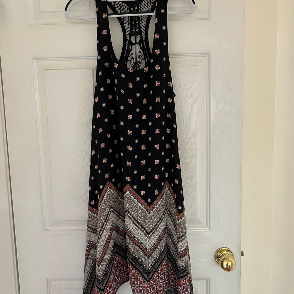 Trixxi Black and Cream Geometric crocheted Dress